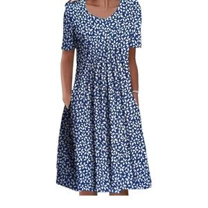 Costaric Women's Floral Plant Printed  Short Sleeve Dress with Pockets